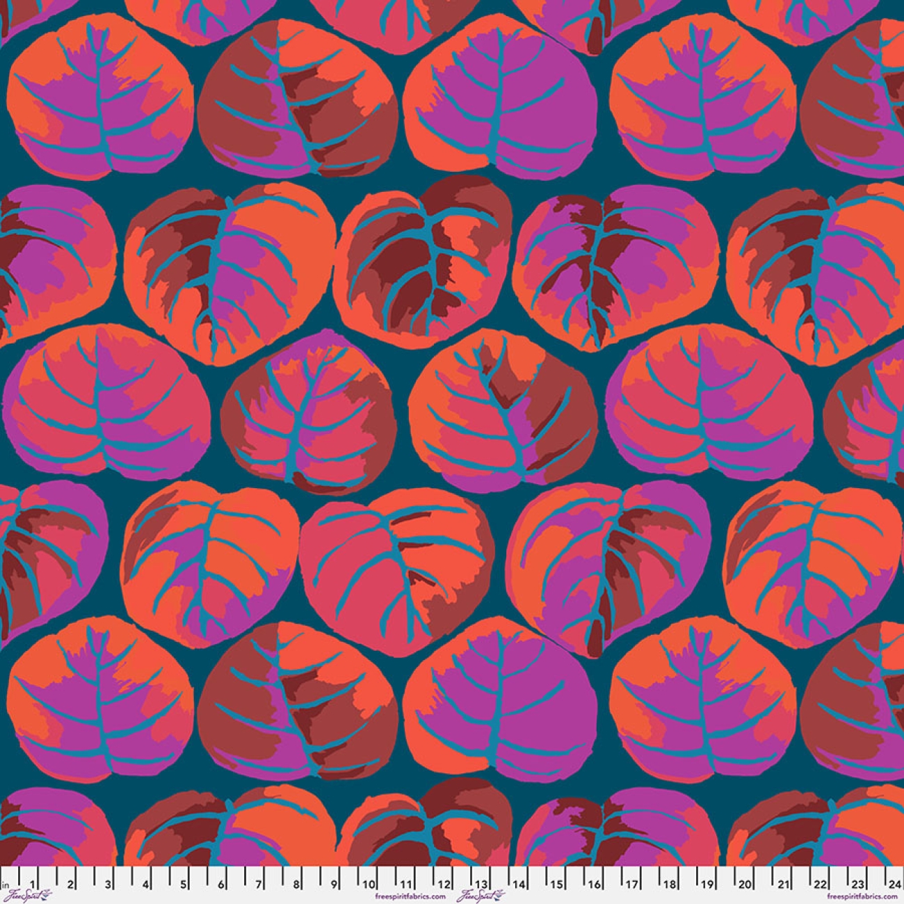 Patchwork Baumwolle - Kaffe Fassett - Palm Leaves - Red - February 2025